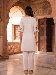 Floral Embroidered Tunic with Trousers