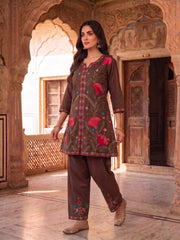 Floral Embroidered Tunic with Trousers