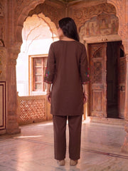 Floral Embroidered Tunic with Trousers