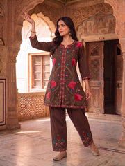Floral Embroidered Tunic with Trousers