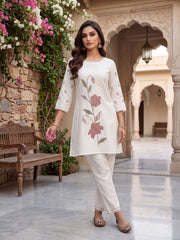 Floral Embroidered Tunic with Trousers