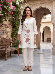 Floral Embroidered Tunic with Trousers