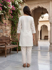 Floral Embroidered Tunic with Trousers