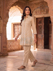 Floral Embroidered Tunic with Trousers