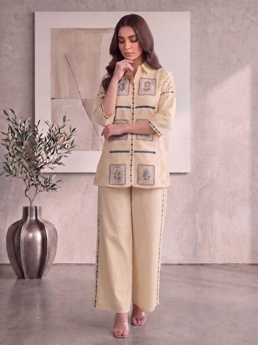 Embroidered Shirt with Palazzos