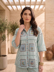 Floral Embroidered Shirt with Trousers
