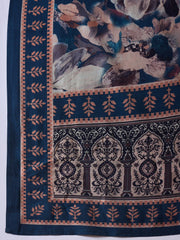 Women Floral Printed Regular Thread Work Chanderi Cotton Kurta with Trousers & With