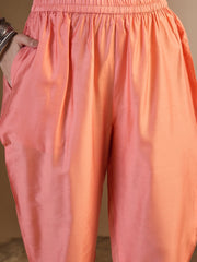 Women Ethnic Motifs Printed Regular Gotta Patti Chanderi Cotton Top with Trousers & With Dupatta