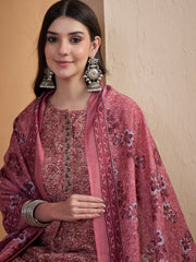 Women Floral Printed and Hand Embroidered Kurta Set with Dupatta