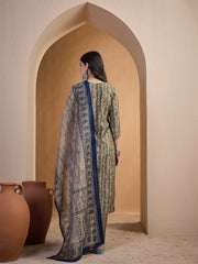 Women Ethnic Motifs Printed Regular Chanderi Cotton Kurta with Trousers & With Dupatta