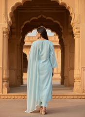 Women Ethnic Motifs Embroidered Regular Thread Work Pure Cotton Kurta with Trousers & With Dupatta