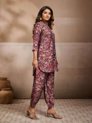 Printed Mandarin Collar Top & Trousers Co-Ords