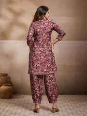 Printed Mandarin Collar Top & Trousers Co-Ords
