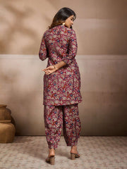 Printed Mandarin Collar Top & Trousers Co-Ords