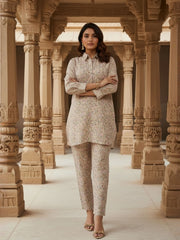 Floral Chanderi Printed Tunic with Trousers