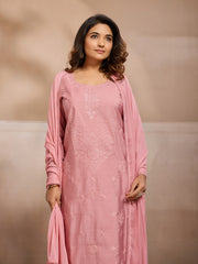 Women Ethnic Motifs Embroidered Regular Thread Work Pure Cotton Kurta with Trousers & With Dupatta
