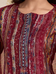 Women Printed Regular Chanderi Cotton Kurta with Trousers & With Dupatta