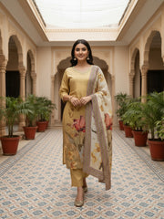 Women Floral Printed Straight Kurta & Trouser with Dupatta
