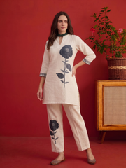 Linen Printed Top with Trousers