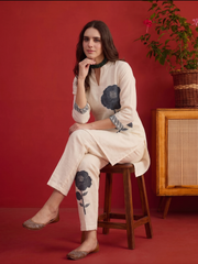 Linen Printed Top with Trousers