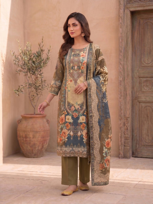 Women Floral Printed Regular Pure Cotton Kurta with Trousers & With Dupatta