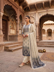 Women Ethnic Motifs Printed Regular Pure Cotton Kurta with Trousers & With Dupatta