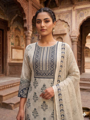 Women Ethnic Motifs Printed Regular Pure Cotton Kurta with Trousers & With Dupatta