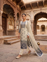 Women Ethnic Motifs Printed Regular Pure Cotton Kurta with Trousers & With Dupatta