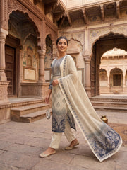 Women Ethnic Motifs Printed Regular Pure Cotton Kurta with Trousers & With Dupatta
