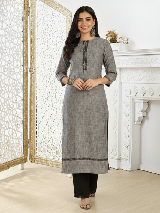 Women Embroidered Thread Work Lace Frills Bows and Ruffles Kurta