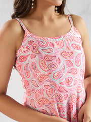 Paisley Printed A Line Gotta Patti Kurta With Trousers & With Dupatta