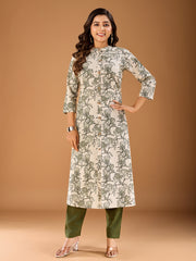 Women Floral Printed Button Detailed A-Line Kurta