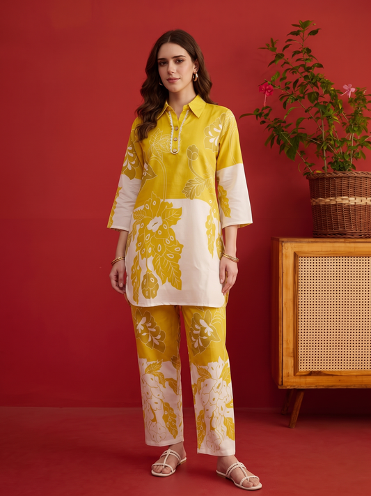 Linen Printed Top with Palazzos