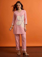 Floral Linen Printed Top with Trousers