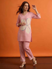 Floral Linen Printed Top with Trousers