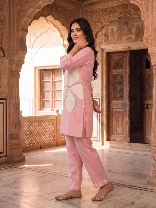 Floral Linen Printed Tunic with Trousers