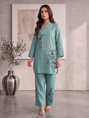Floral Linen Printed Top with Trousers