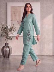 Floral Linen Printed Top with Trousers