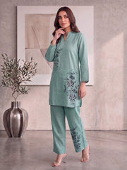 Floral Linen Printed Top with Trousers