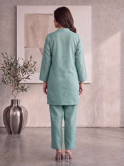 Floral Linen Printed Tunic with Trousers