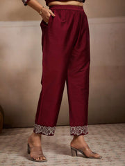 Embroidered Shirt Collar A-Line Top & Trousers Co-Ords