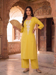 Women Ethnic Motifs Embroidered Regular Thread Work Kurta with Palazzos