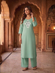 Women Ethnic Motifs Embroidered Regular Thread Work Kurta with Palazzos