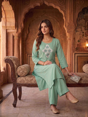 Women Ethnic Motifs Embroidered Regular Thread Work Kurta with Palazzos