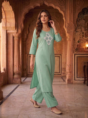 Women Ethnic Motifs Embroidered Regular Thread Work Kurta with Palazzos