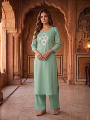 Women Ethnic Motifs Embroidered Regular Thread Work Kurta with Palazzos