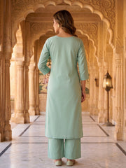 Women Ethnic Motifs Embroidered Regular Thread Work Kurta with Palazzos