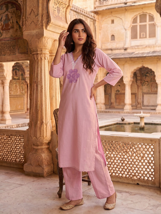 Women Ethnic Motifs Embroidered Regular Thread Work Kurta with Palazzos