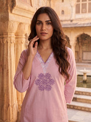 Women Ethnic Motifs Embroidered Regular Thread Work Kurta with Palazzos