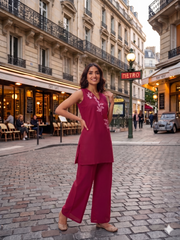 Floral Embroidered Tunic with Palazzos